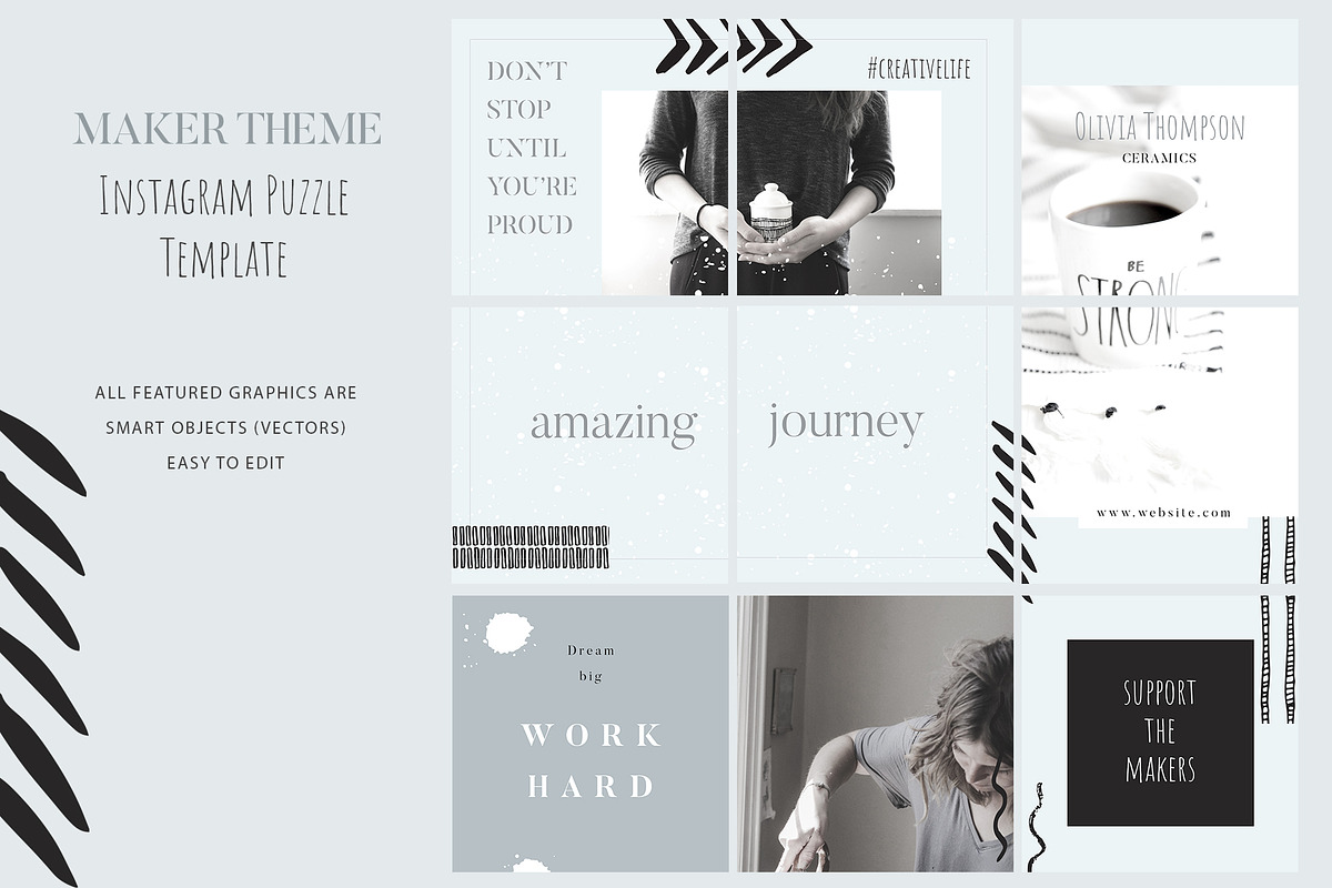 Instagram Puzzle Posts Templates Set