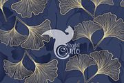 Blue & Gold Ginkgo Digital Paper, a Pattern Graphic by Digital Curio (Thumbnail 2 of 5)
