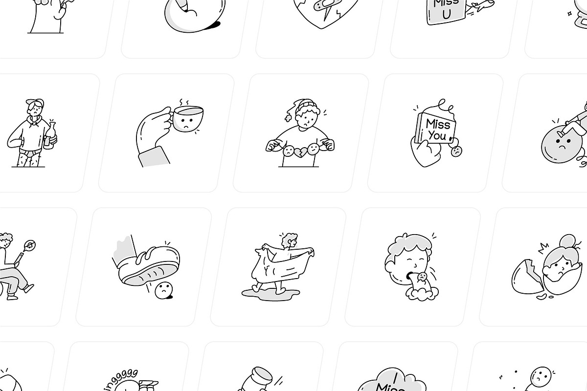 Miss You Doodle Icons Set, an Outline Icon by Vectors Market (Photo 7 of 8)