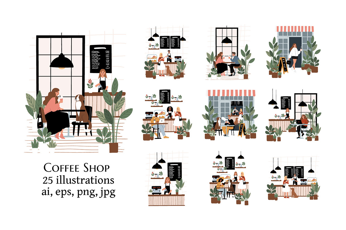 Dog Friendly Cafe Illustrations, a Decorative Illustration by LyubovZaytseva (Photo 1 of 8)