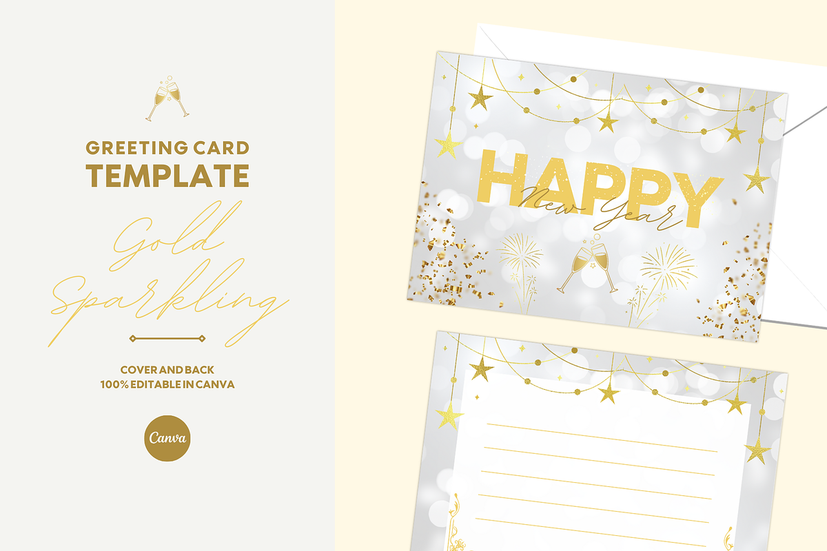 New Year GREETING CARD CANVA TEMPLAT, a Card Template by The Little Lily Studio (Photo 1 of 5)