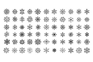 Snowflakes black vector set. Icy, an Object Illustration by Onyx