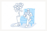 Elder Reading Book on Armchair Cat, a Graphic by PixelBender (Thumbnail 1 of 5)