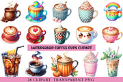 Watercolor Coffee Cups Clipart, an Illustration by cherrydesign (Thumbnail 1 of 4)