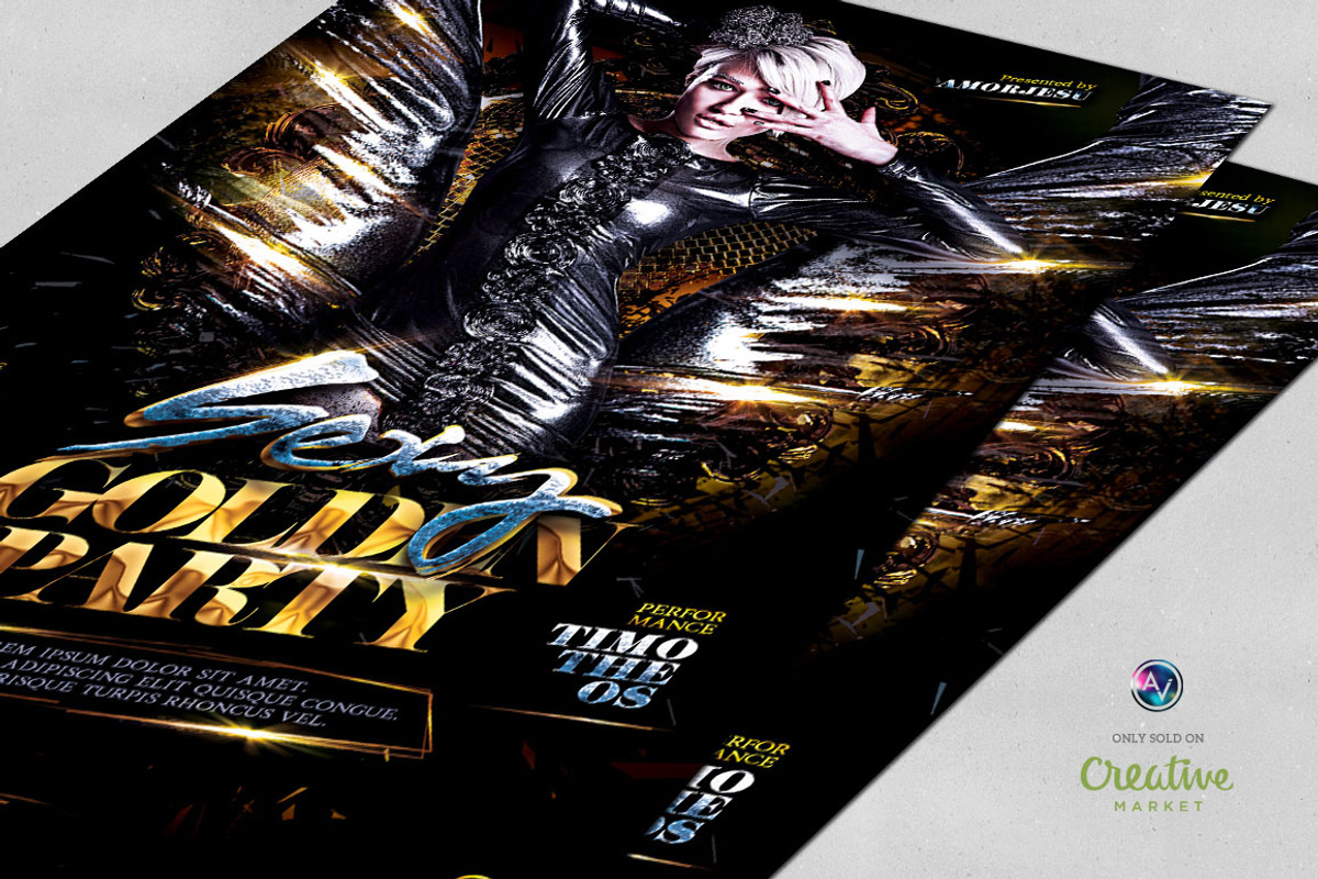 Sexy Golden Party Flyer Template, a Flyer Template by Amorjesu.com (Photo 3 of 4)