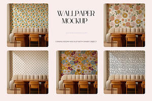 PSD Dining Room Wallpaper Mockup