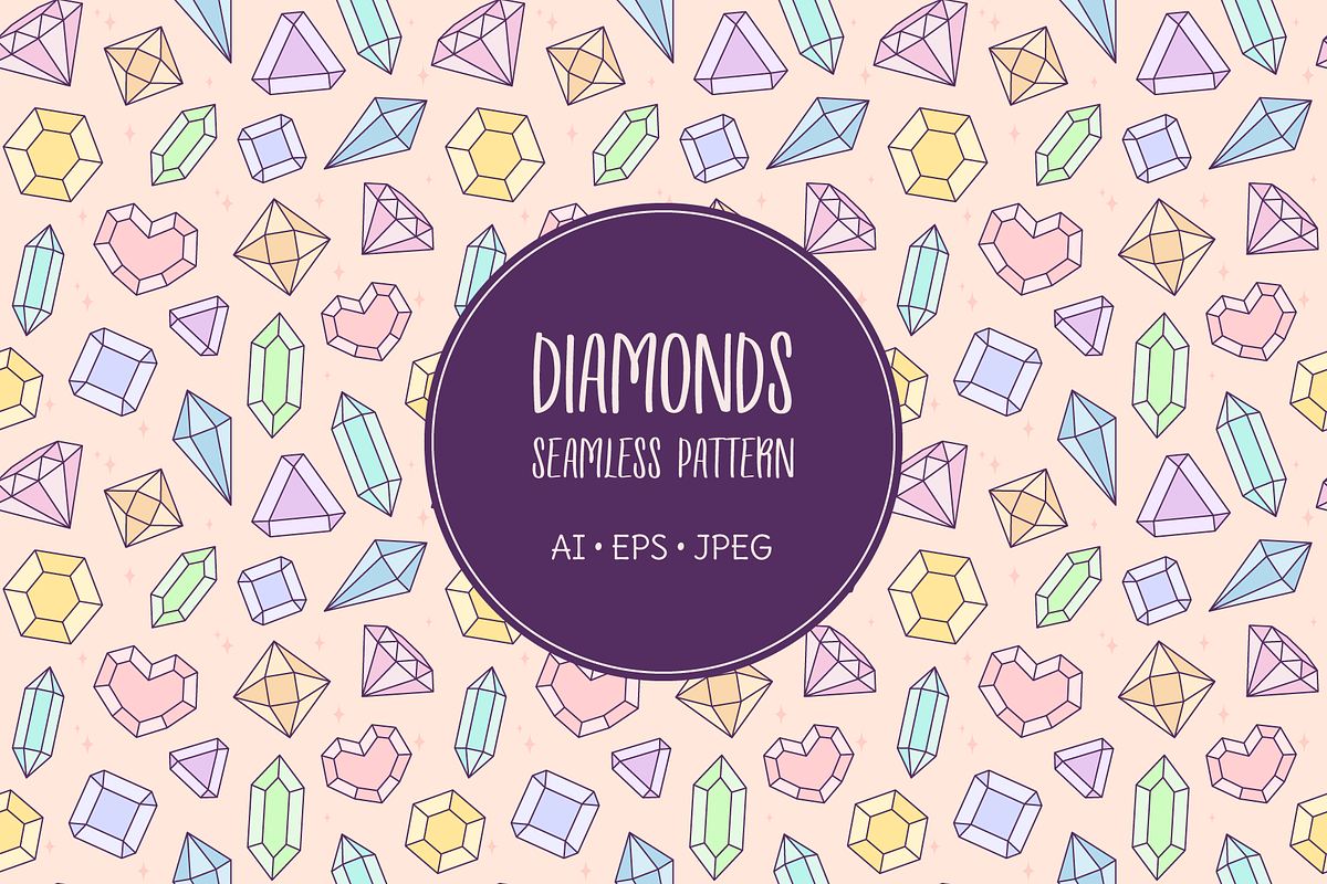 Diamonds and crystals pattern, an Illustration by Cmeree (Photo 1 of 2)