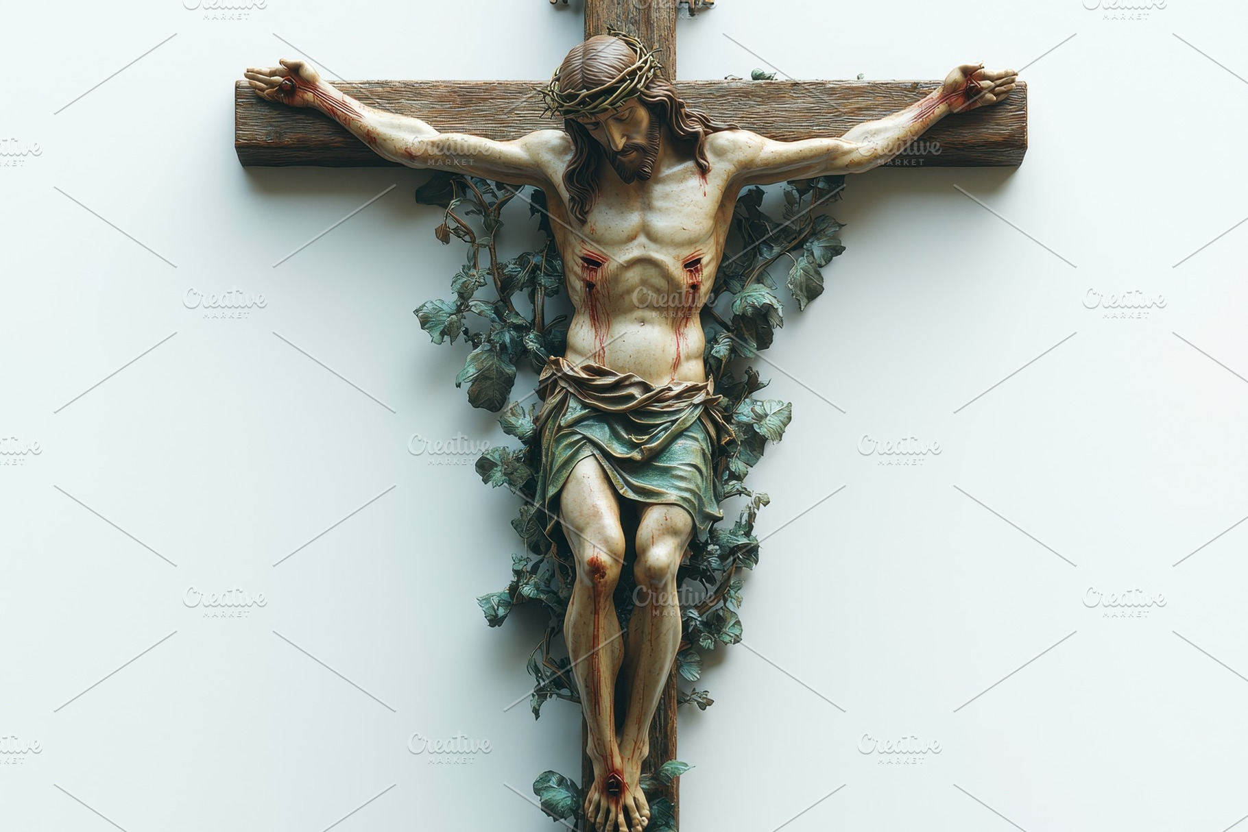 Crucifixion sculpture depicting Jesu, a Photo by Tanuart
