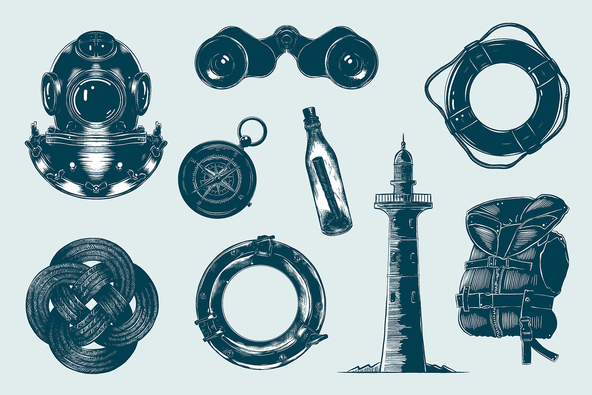 Nautical hand drawn sketches, an Illustration by Akimo Mia (Photo 3 of 6)