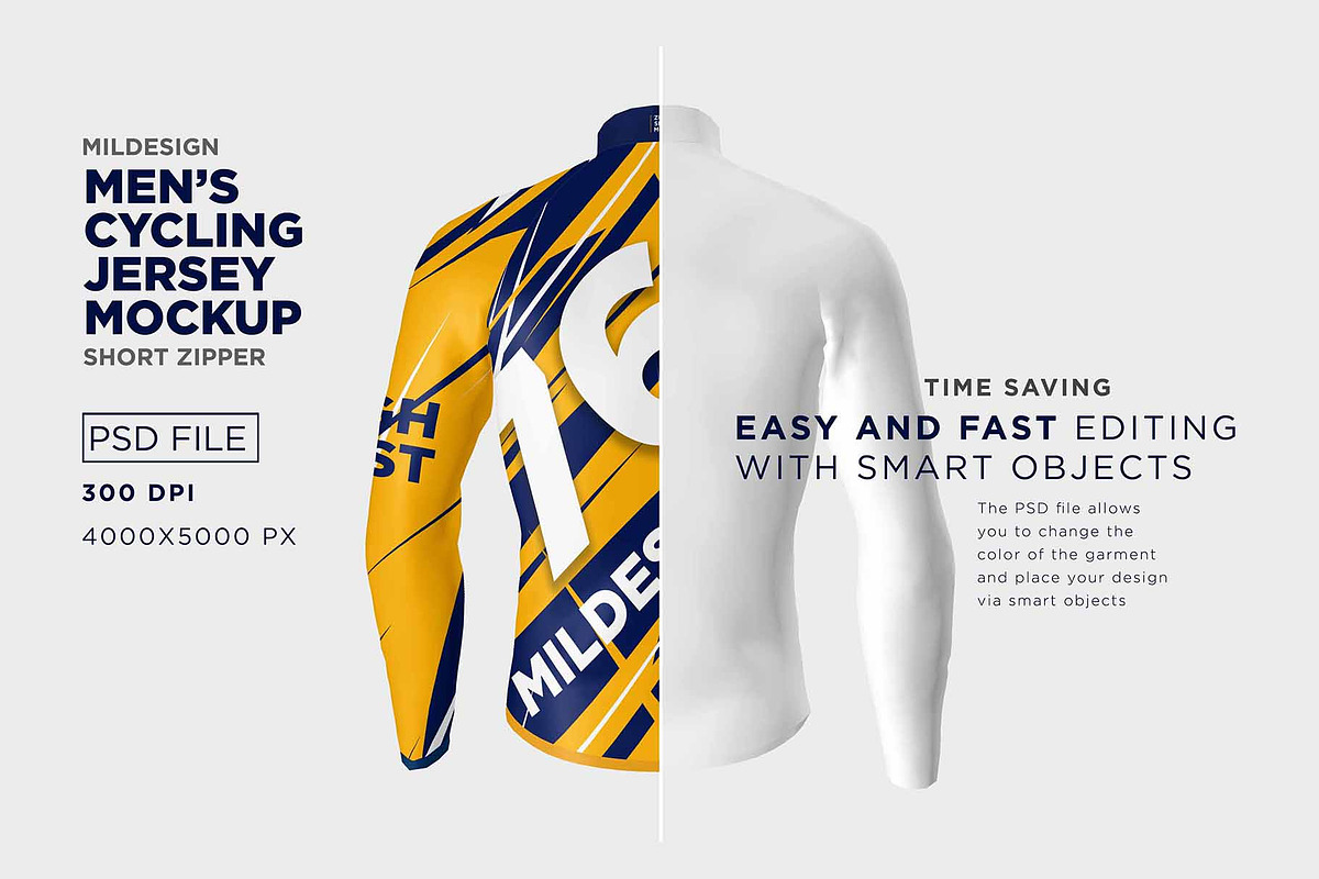 Mens Cycling Jersey Mockup, a Product Mockup by Mildstudio (Photo 3 of 5)