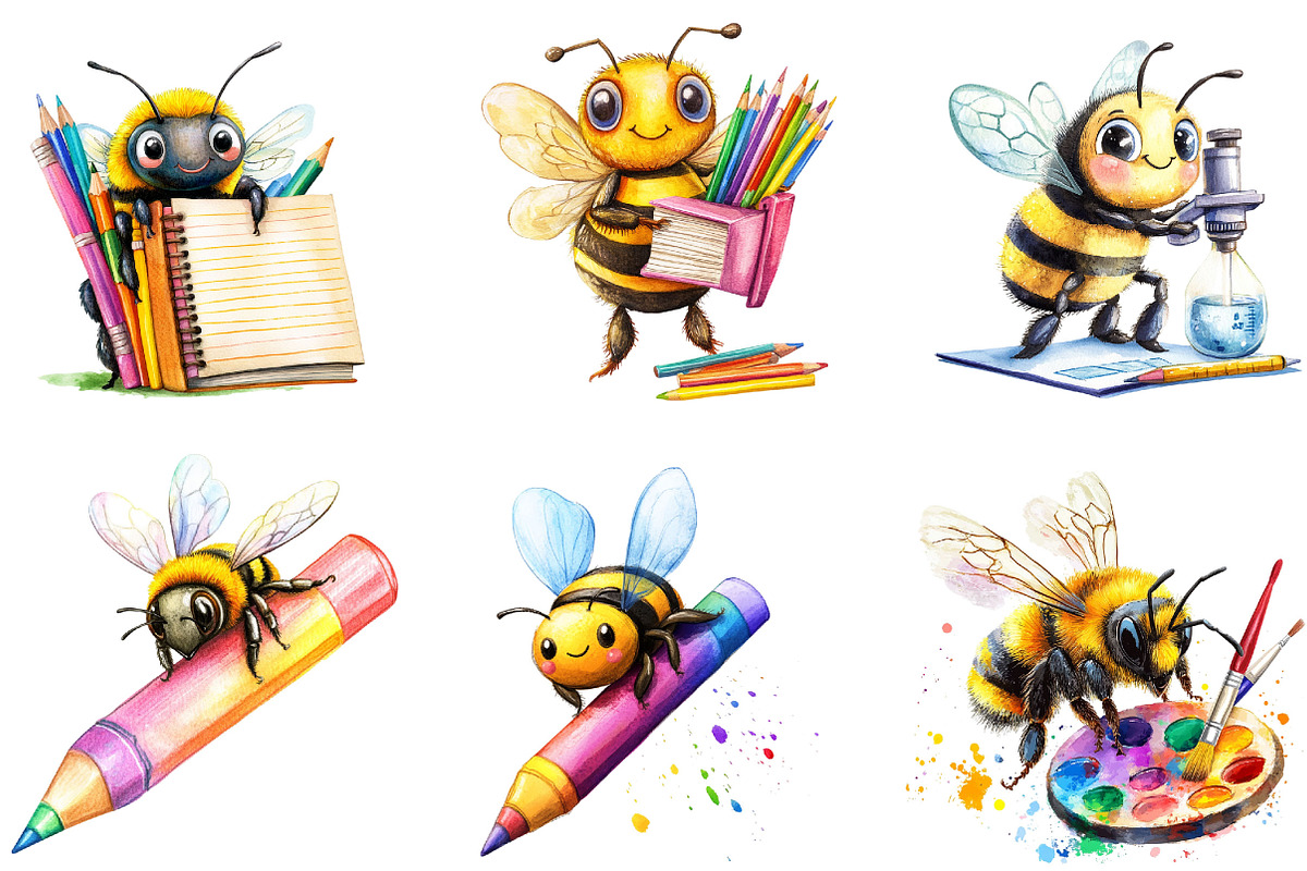 Back to School Bie Clipart, a Seasonal Illustration by Designking (Photo 5 of 5)