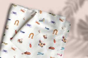 Cute Funny Insects Seamless Patterns