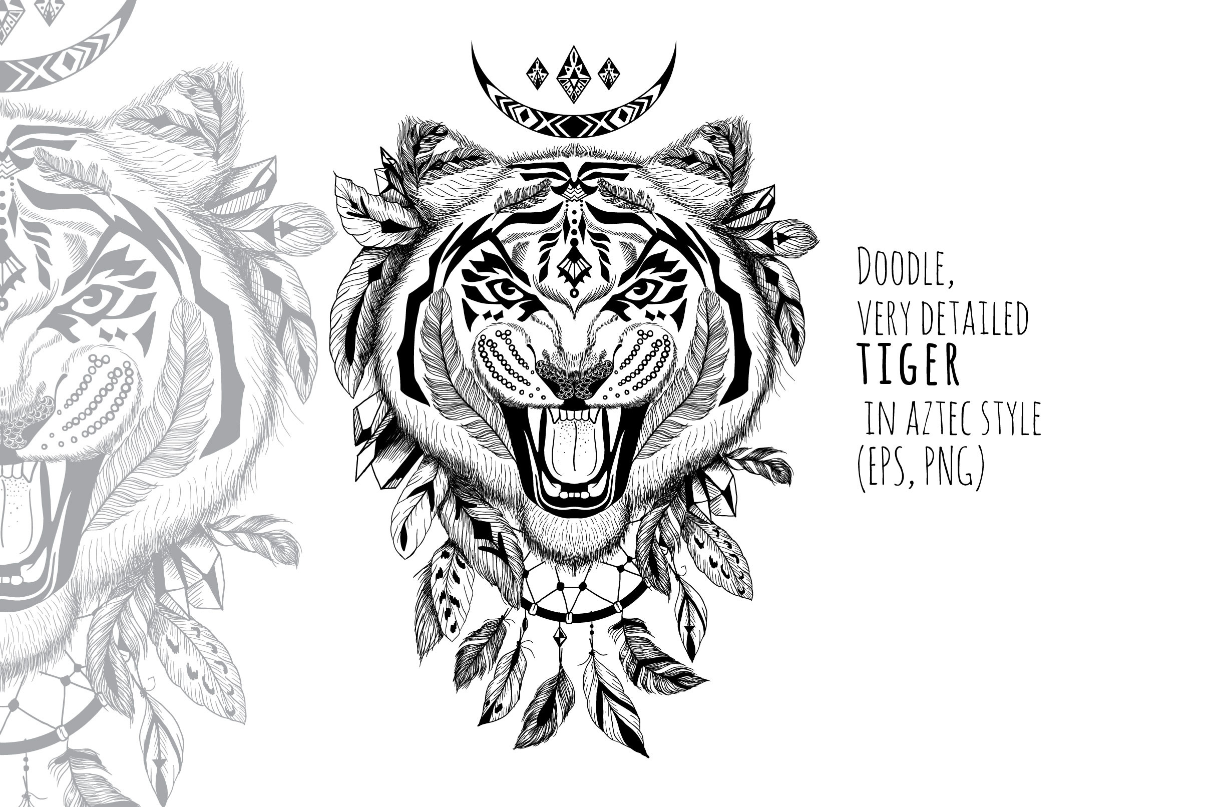 Textured tiger in aztec style | Texture Illustrations ~ Creative Market