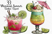 Whimsical Summer Cocktail Clipart, a Seasonal Illustration by Canvas Craft (Thumbnail 1 of 7)