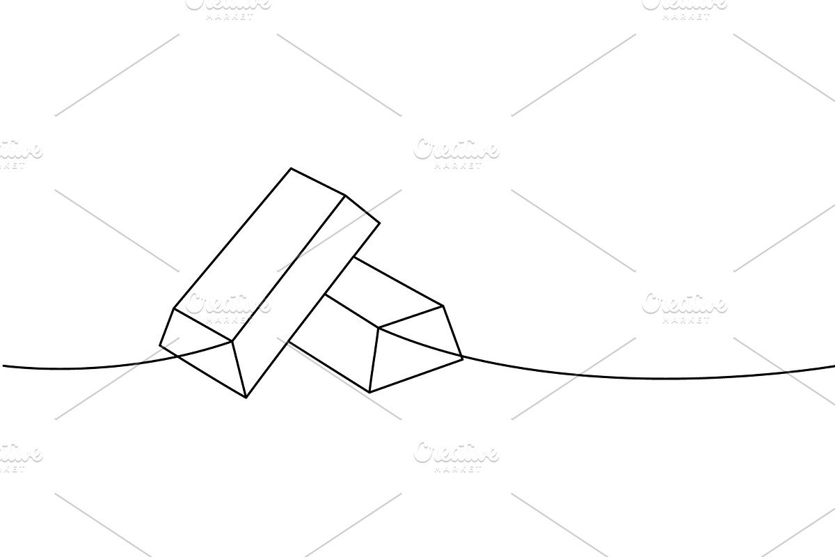 Two gold bars one line continuous, an Object Illustration by GraphiShop