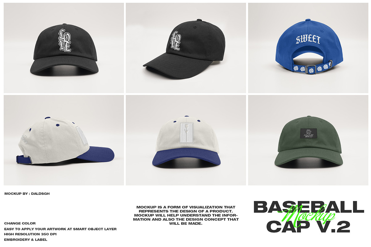 Baseball Cap V.2 - Mockup, a Hat Mockup by DaldSgh (Photo 1 of 9)