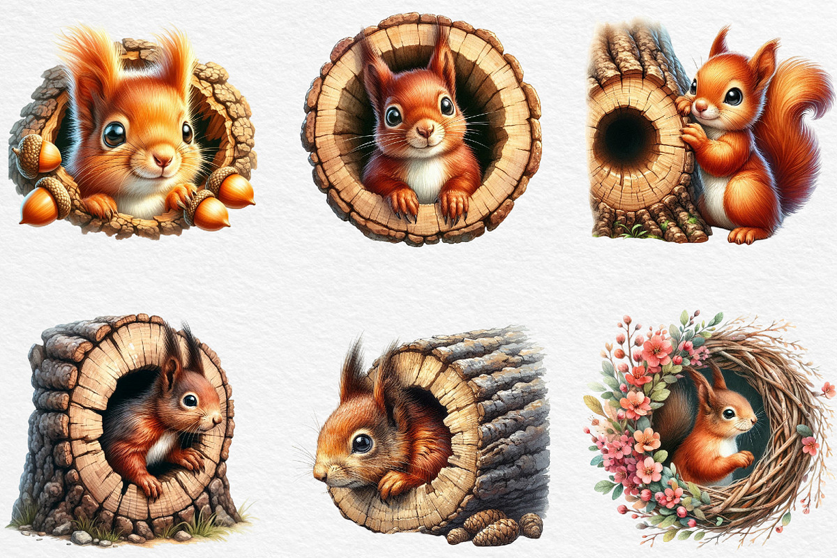 Squirrel Peeping Hole Clipart, an Illustration by Black Bird Studio (Photo 4 of 4)