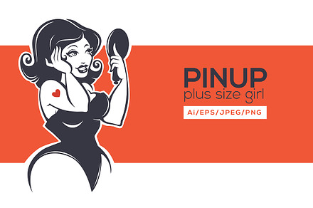 Plus size Pinup girl and her mirror