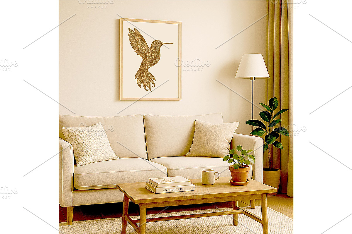 Floral Hummingbird Wall Art Elegant, a Background Graphic by LaseredNinja (Photo 6 of 7)
