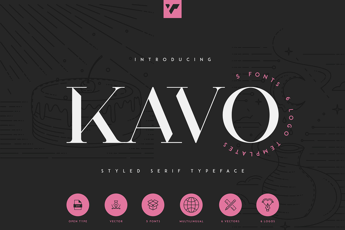 Kavo Styled Serif Typeface | 5 fonts