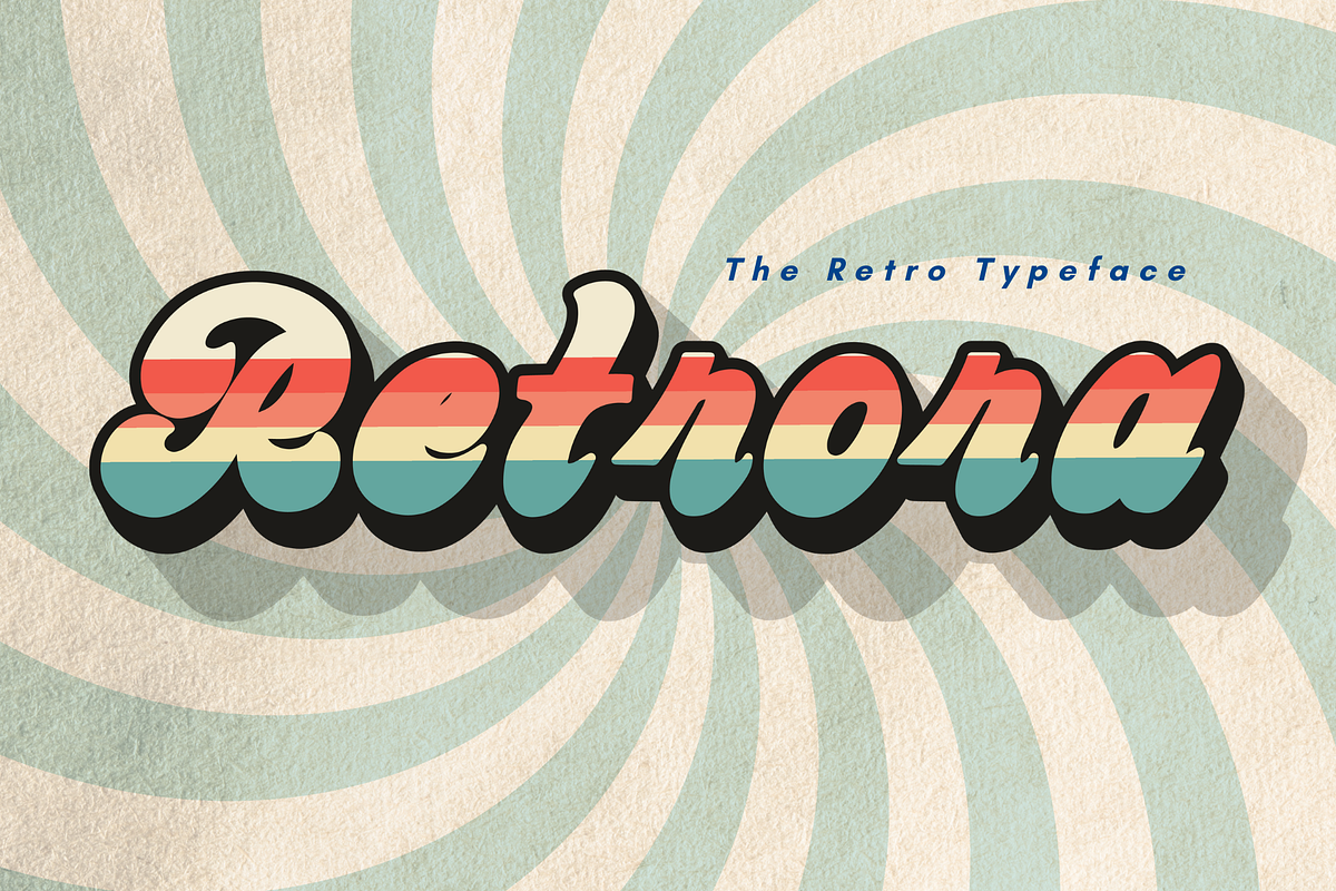 Retrora | Vintage Retro Font, a Font by BAMBIN (Photo 1 of 8)