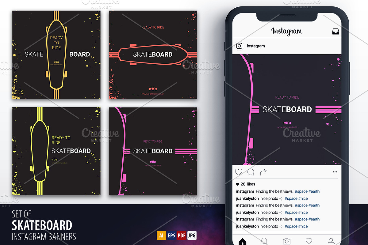 Skateboard banners., a Social Media Template by Leo Edition (Photo 1 of 4)