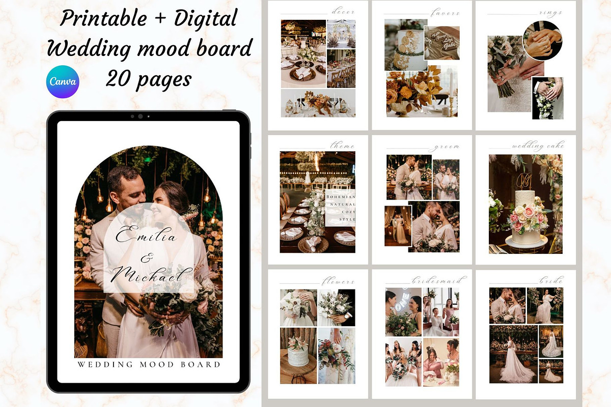 Wedding mood board template, a Stationery Template by EvaTemplates (Photo 3 of 8)