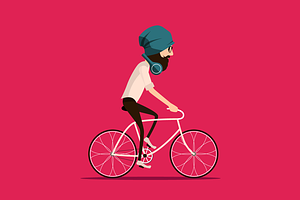 Vector Hipster Riding Bicycle