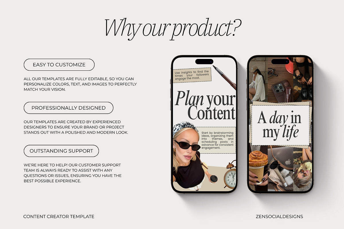 Content Creator Instagram Templates, a Social Media Template by ZenSocialDesigns (Photo 5 of 9)