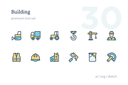 Building Icon Set, an Outline Icon by rodchenko design (Thumbnail 1 of 3)