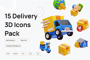 3D Delivery Icon Set for Web & App, a 3D by graficonstuff (Thumbnail 1 of 4)