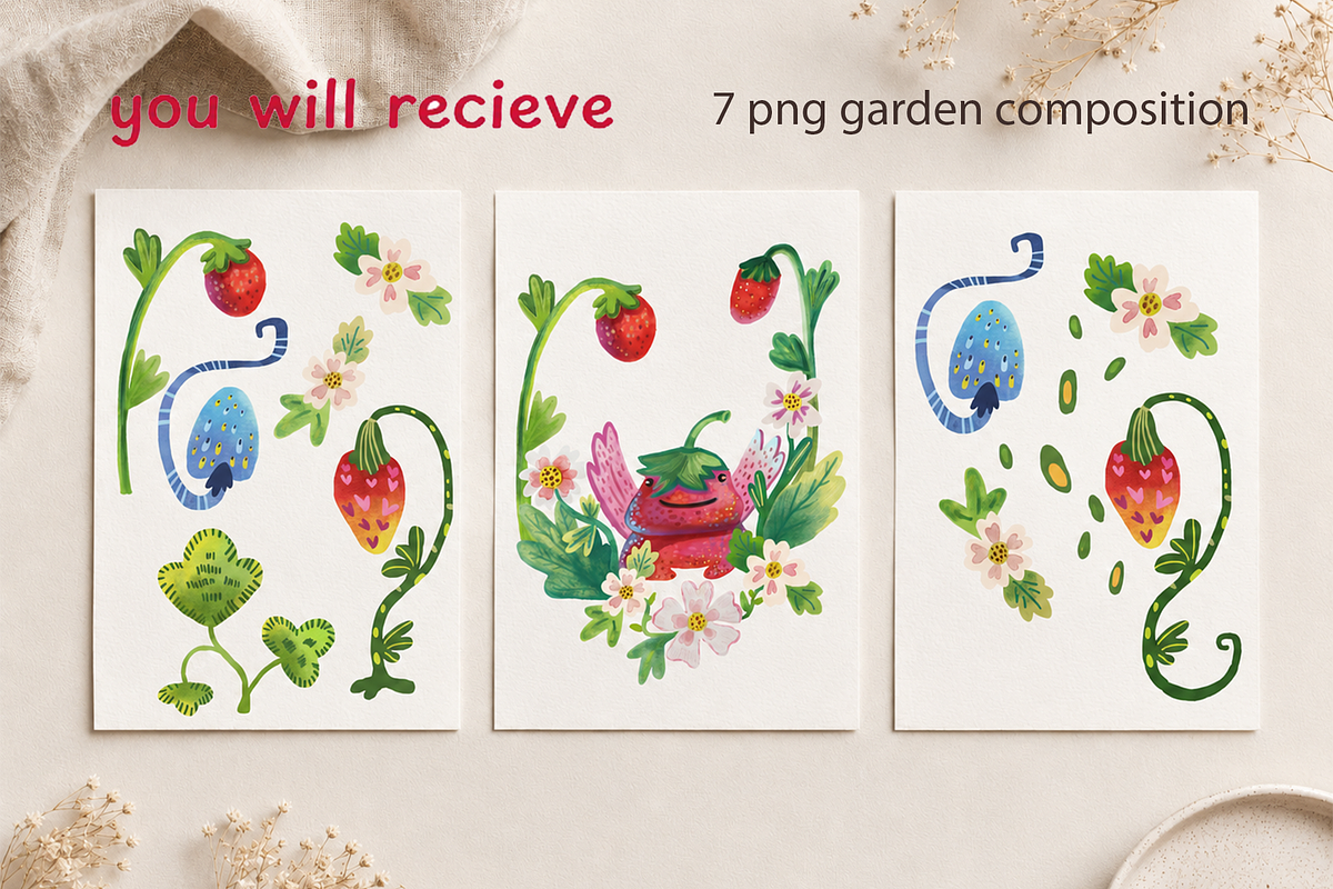 Kawaii Garden Animals PNG, an Animal Illustration by FaliushViktoriaArtist (Photo 4 of 13)