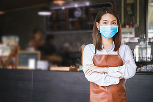 Asian coffee shop owner featuring apron, asia, and asian
