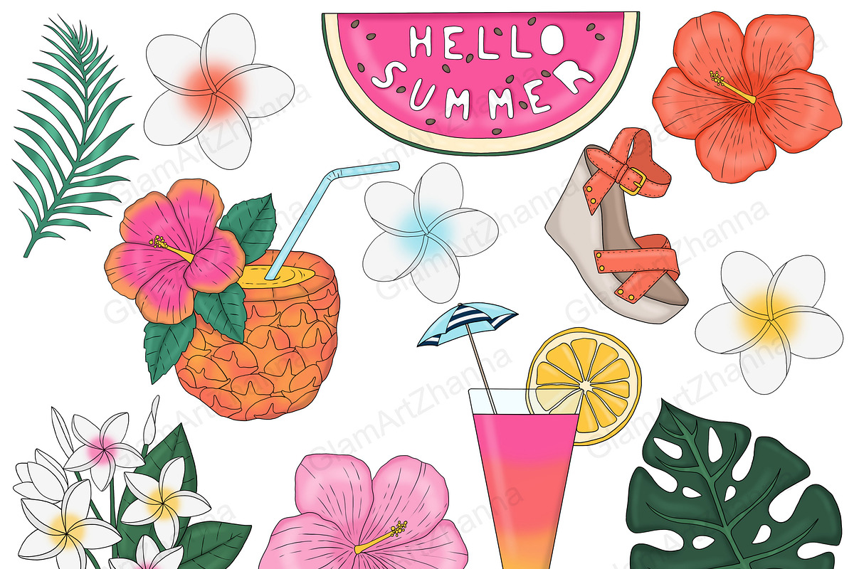 Summer Clip Art Bundle, a Food Illustration by GlamArtZhanna (Photo 2 of 6)