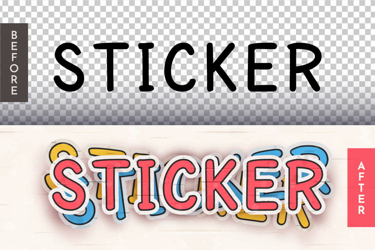 Stickers Editable Text Effect, a Layer Style Add-On by rwgusev (Photo 2 of 7)