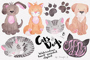 Cats Dogs Hand-painted Watercolour, an Animal Illustration by Tanya Kart (Thumbnail 1 of 5)