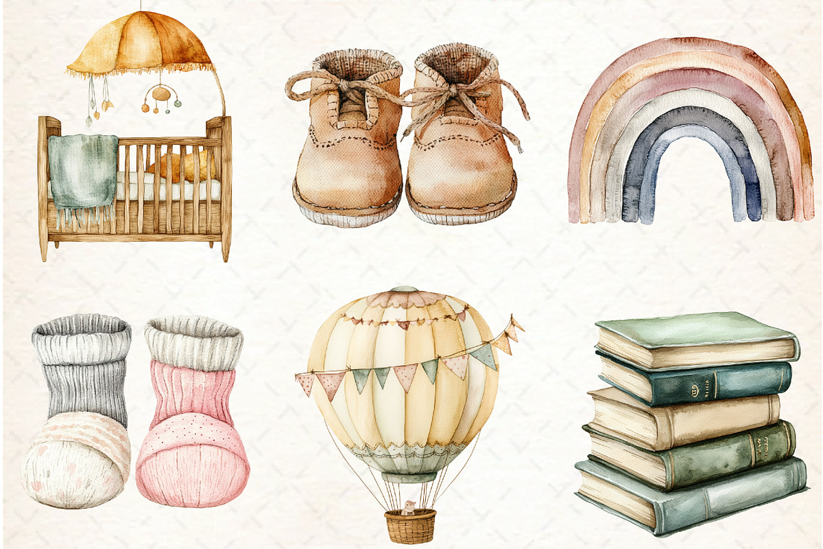Watercolor Boho Baby Clipart,, an Illustration by Libby Wishes (Photo 5 of 5)