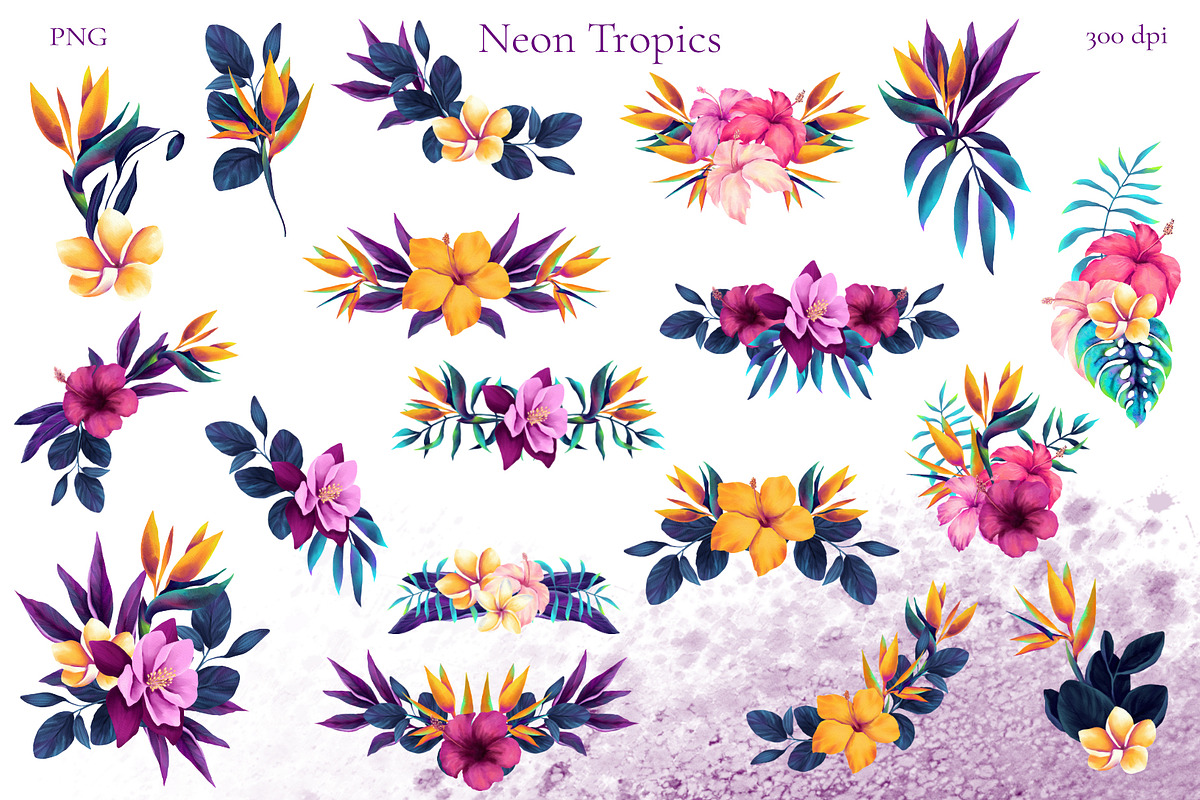 Neon Tropics watercolor, an Object Graphic by Salted Galaxy (Photo 3 of 16)