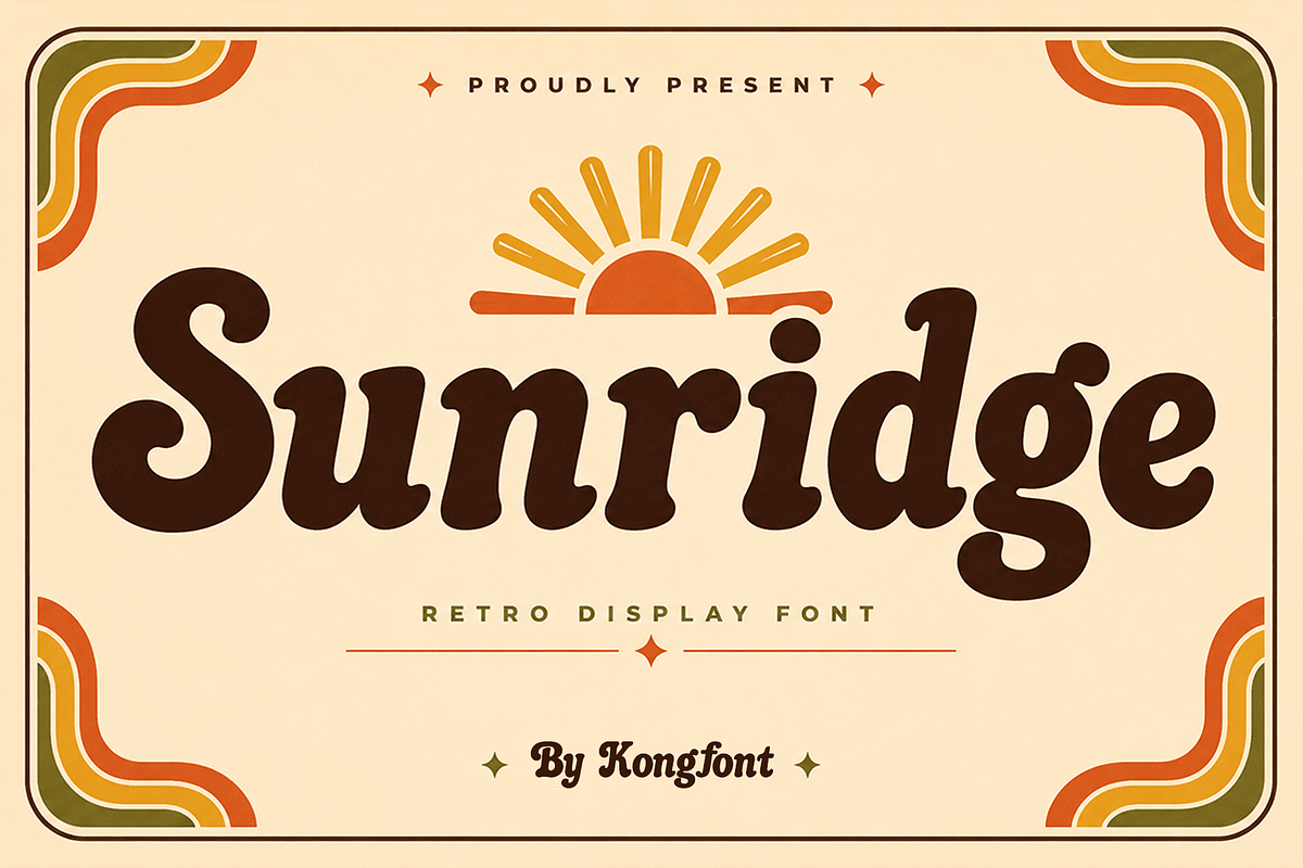 Sunridge - Retro Groovy Display Font, a Serif Font by overlaytemplates (Photo 1 of 5)