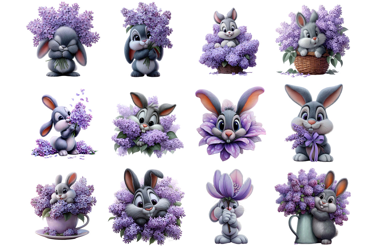 Watercolor Easter Bunny Bouquet, an Illustration by DreamArtGraphic (Photo 4 of 4)