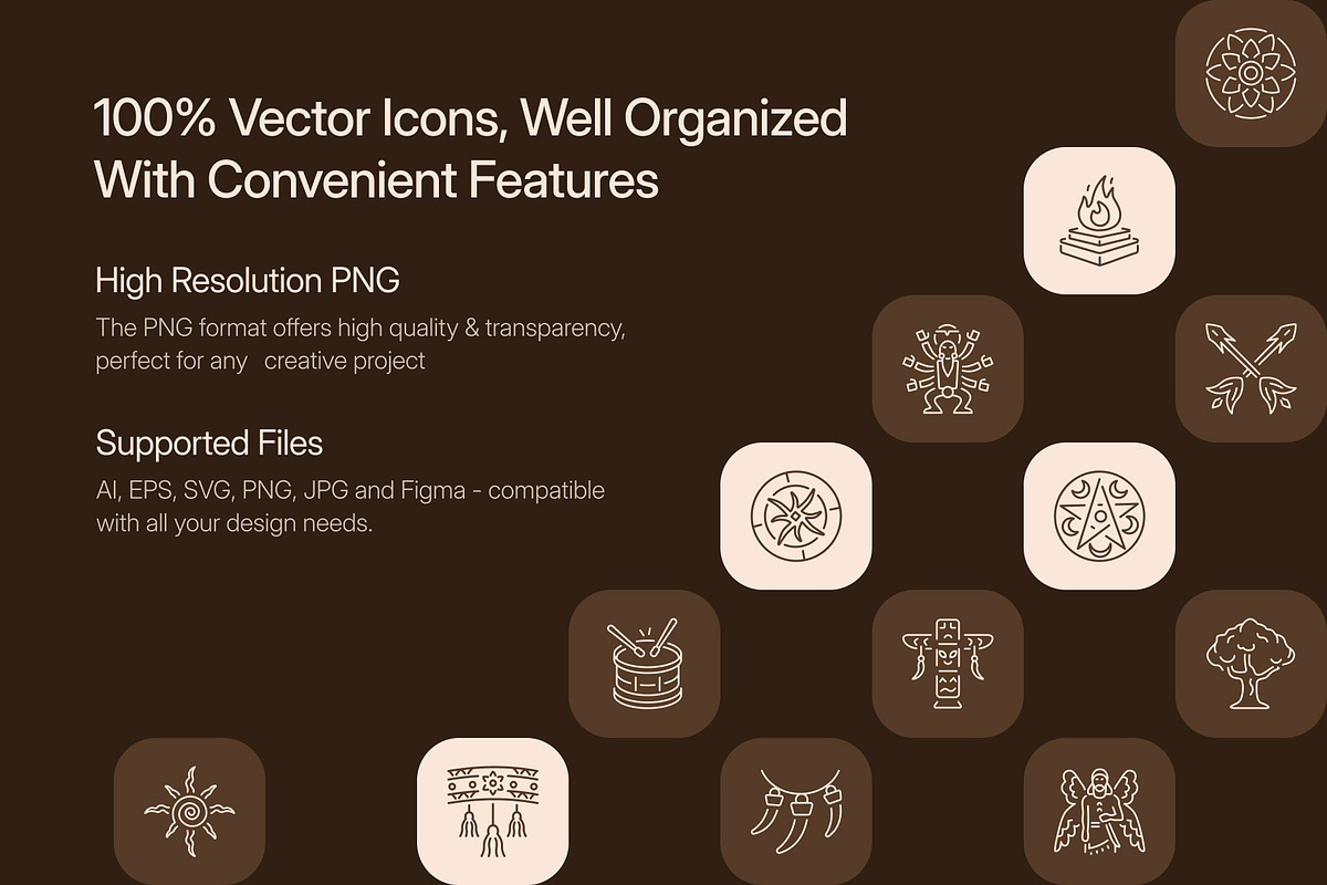 Tribal Art Icon Set, an Outline Icon by Prosymbols (Photo 2 of 7)