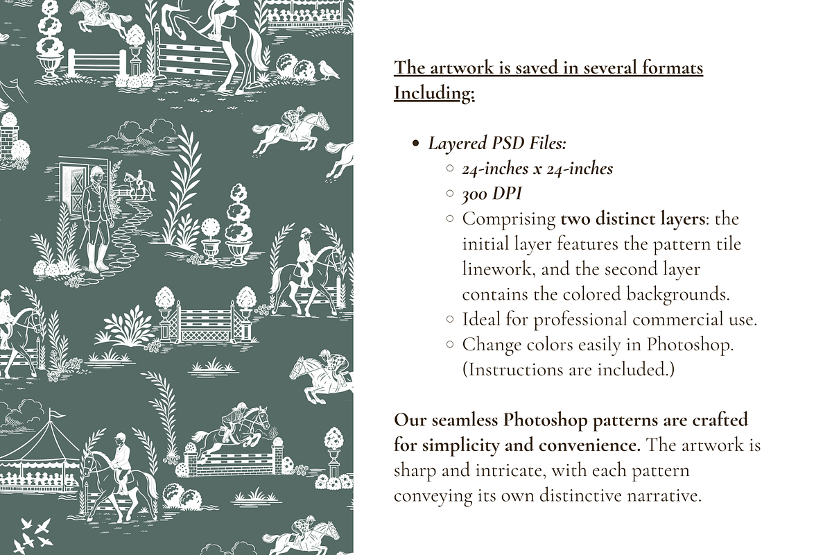 Equestrian Illustrated Print, a Pattern Graphic by Hughes Studio (Photo 5 of 8)