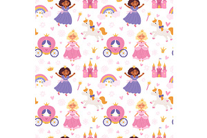 Cartoon funny princess seamless, a Texture Illustration by YummyBuum