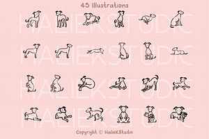 Cute Greyhounds Procreate Stamps