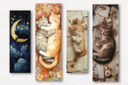 Sleepy Cat Bookmarks, an Illustration by Watercolor design (Thumbnail 2 of 4)