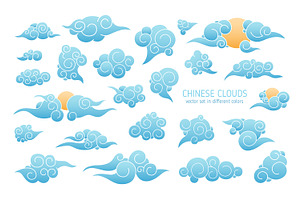Chinese fluffy clouds set, a Decorative Illustration by Good Studio