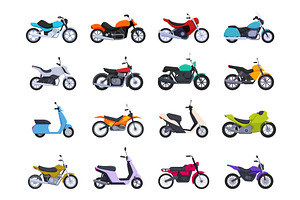 Cartoon motorbike set. Isolated, a Transportation Illustration by Valerie Bodnar