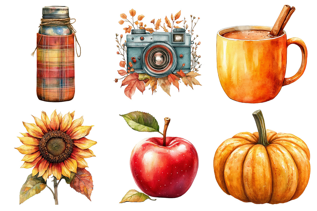 Cozy Fall Autumn Watercolor Clipart, an Illustration by Daily.Designs (Photo 3 of 5)