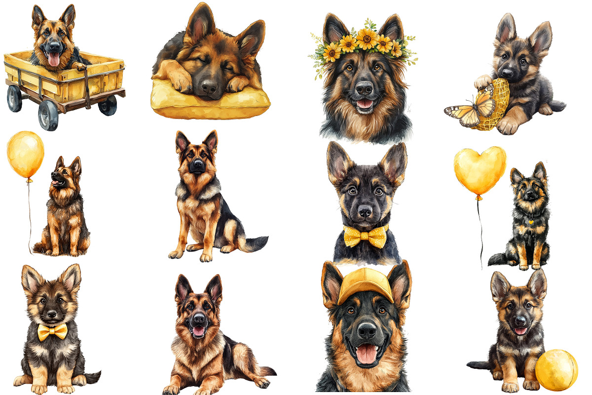Cute German Shepherds Dog Clipart, an Illustration by Designworld (Photo 3 of 5)