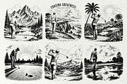 Golf Sport Line Art Graphics, a Sport Illustration by DENIDigitalArtSudio (Thumbnail 3 of 7)